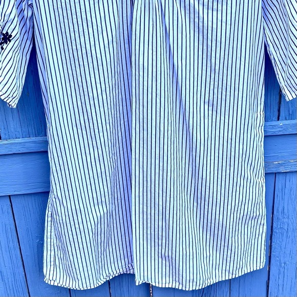 Madewell Embroidered Breeze Dress‎ Navy Small Stripe Pullover Cotton $128 EUC - Picture 4 of 10